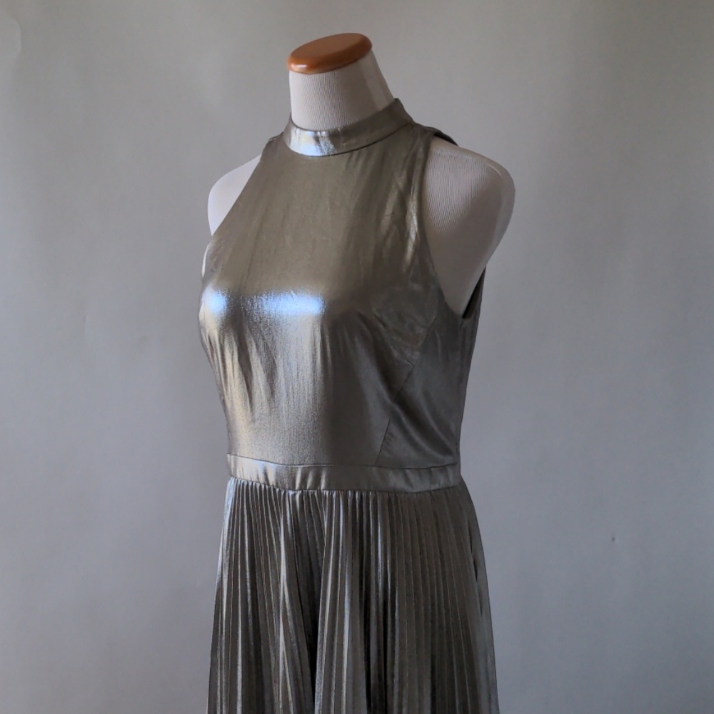 Gold Lamé Ann Taylor Party Dress Size 8 Tall